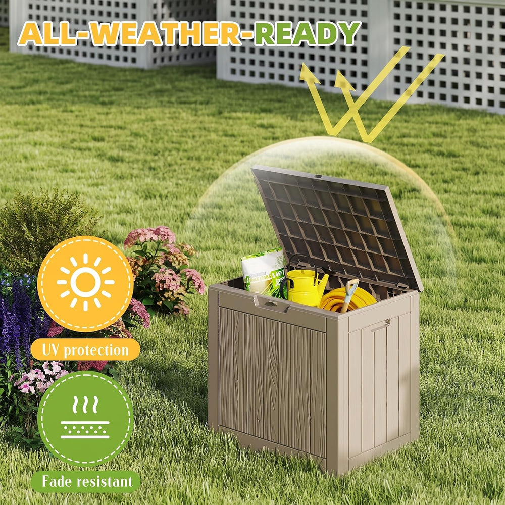 31 Gallon Outdoor Storage Box Weather Resistant UV Protection Waterproof Resi...