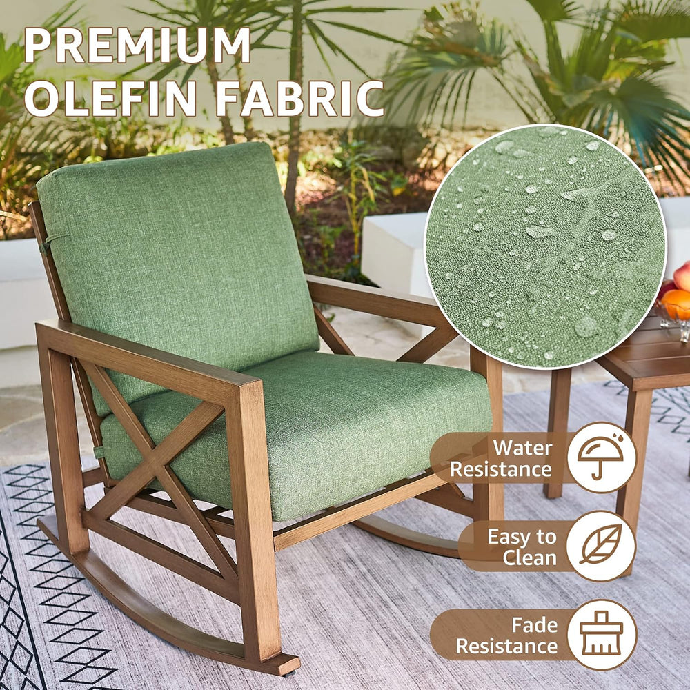 NATURAL EXPRESSIONS 3 Piece Patio Rocking Bistro Set, 6.5'' Thick Cus...
