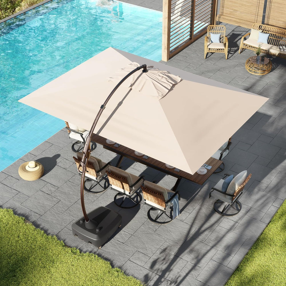 Grand patio 10x13 FT Large Cantilever Umbrella with Base & Cover, Champagne