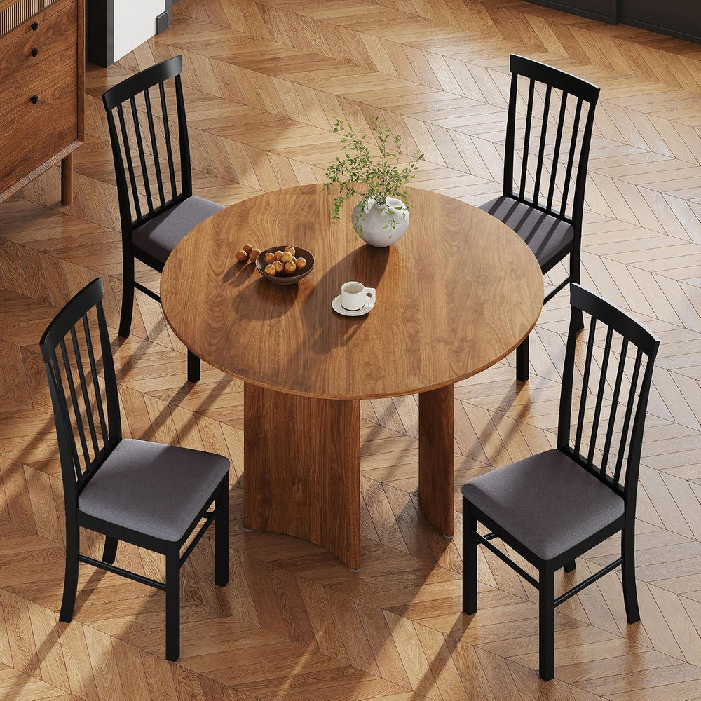 HOMCOM Wooden Dining Chairs Set of 2 Farmhouse Black and Gray