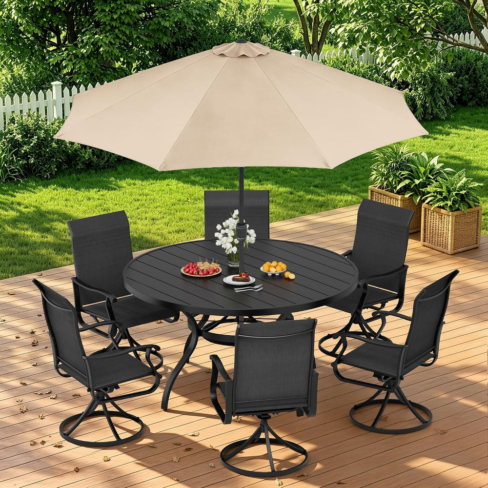 SUNCROWN 8-Piece Outdoor Dining Set, All Weather Patio Furniture Sets with 6 ...