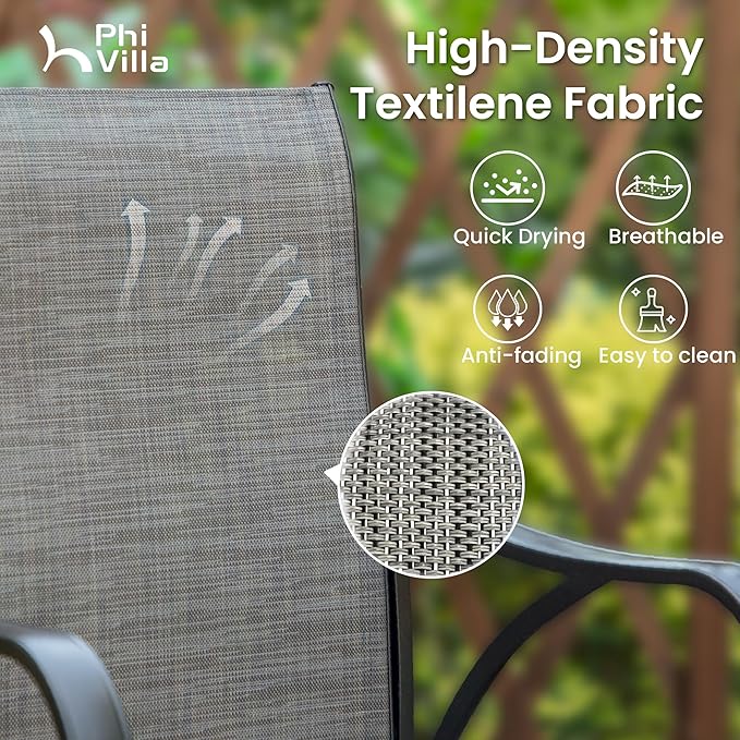 PHI VILLA Outdoor Swivel Bar Stools Set of 6, Bar Height Patio Bar Stools &am...