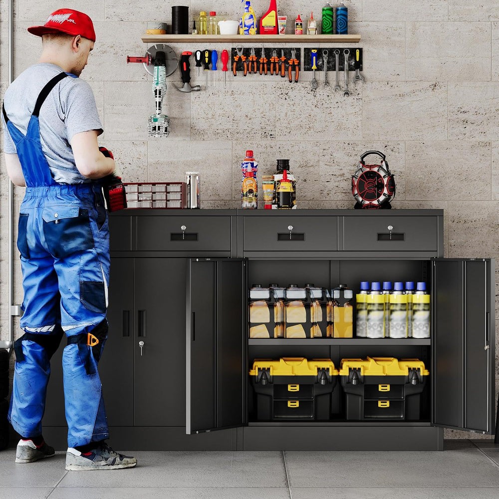 36" H Metal Storage Cabinet, Locking Storage Cabinet, Garage Storage Cab...