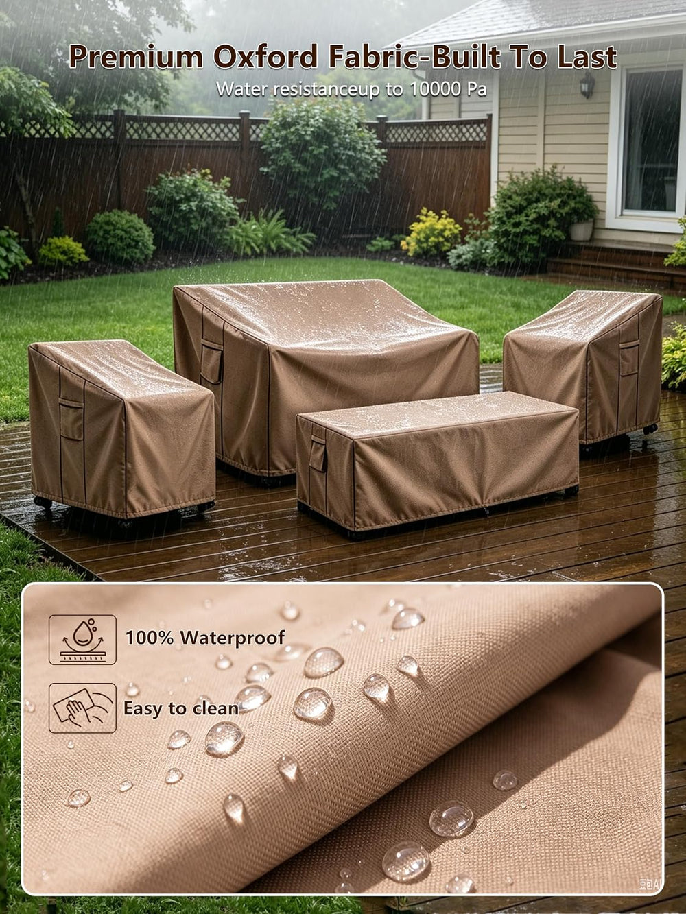 Patio Furniture Cover Set, 4 Piece Outdoor Furniture Cover Waterproof, 600D H...
