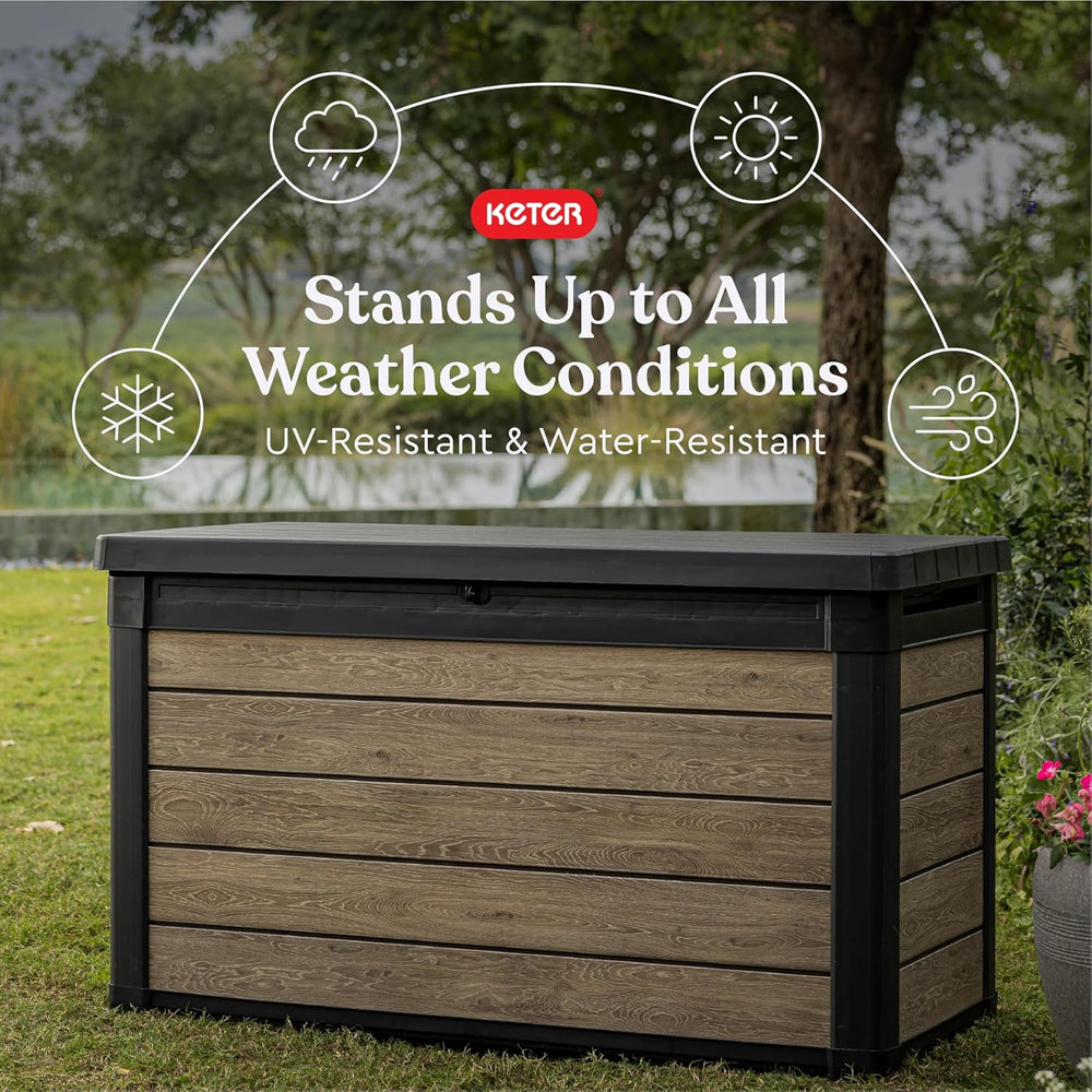 Keter Signature Collection 100 Gallon Resin Deck Box Organization Box and Sto...