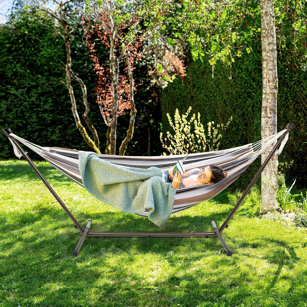 9 FT Hammock Stand Only, Heavy Duty Adjustable Indoor Outdoor Space Saving St...