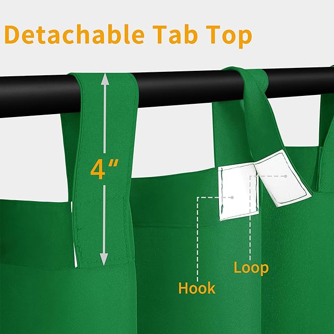 Easy-Going Outdoor Patio Curtains Detachable Tab Top Windproof Weatherproof C...