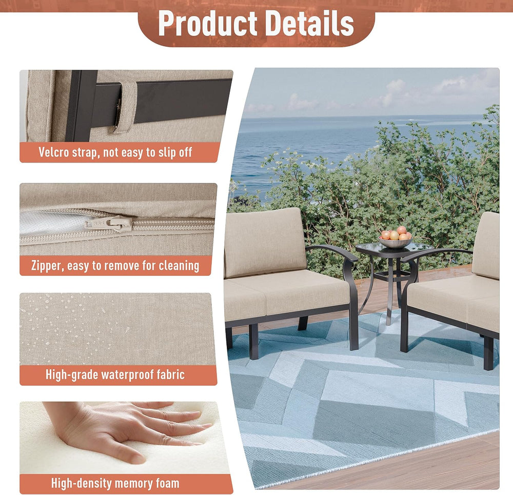 Kurapika Aluminum Patio Furniture Set 5-Seat Modern Metal Outdoor Conversatio...