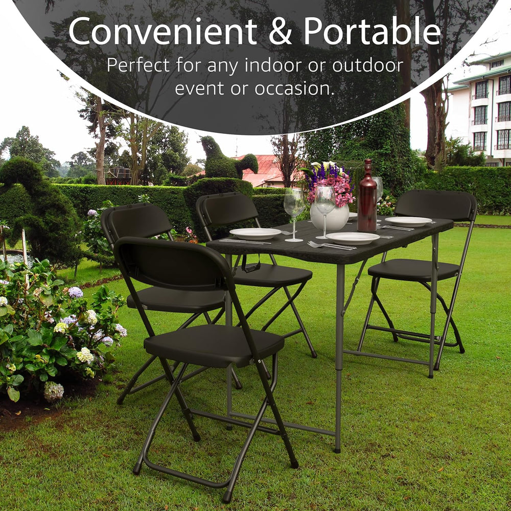 2 PACK of 4 Feet Foldable Table Adjustable Height with Built in Handle, Steel...