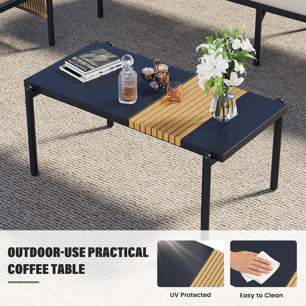 Aluminum Patio Furniture Set for 5, Rope Woven Outdoor Sofa Set