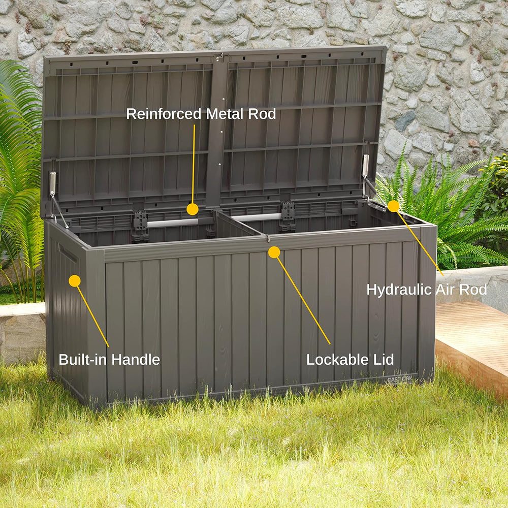 EAST OAK Outdoor Storage Box, 180 Gallon Deck Box, Large Resin Storage Bin fo...