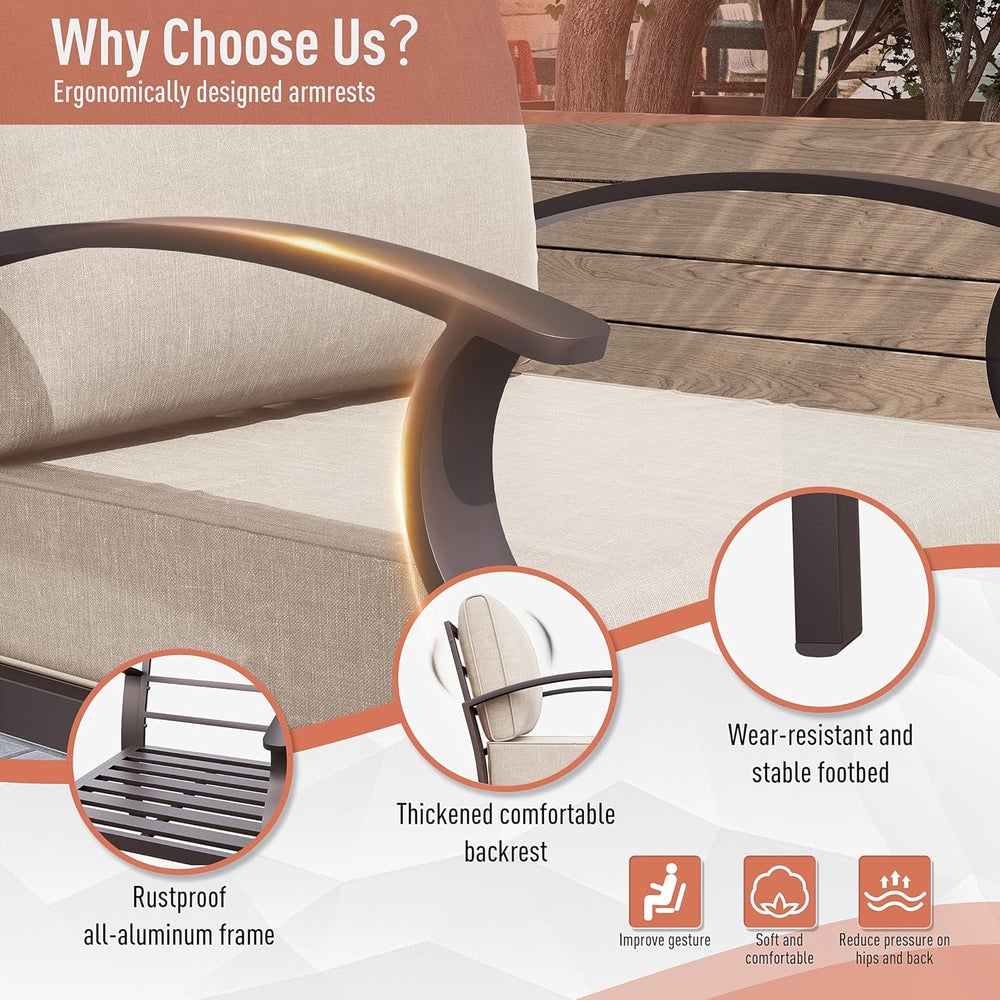 Kurapika Aluminum Patio Furniture Set 5-Seat Modern Metal Outdoor Conversatio...