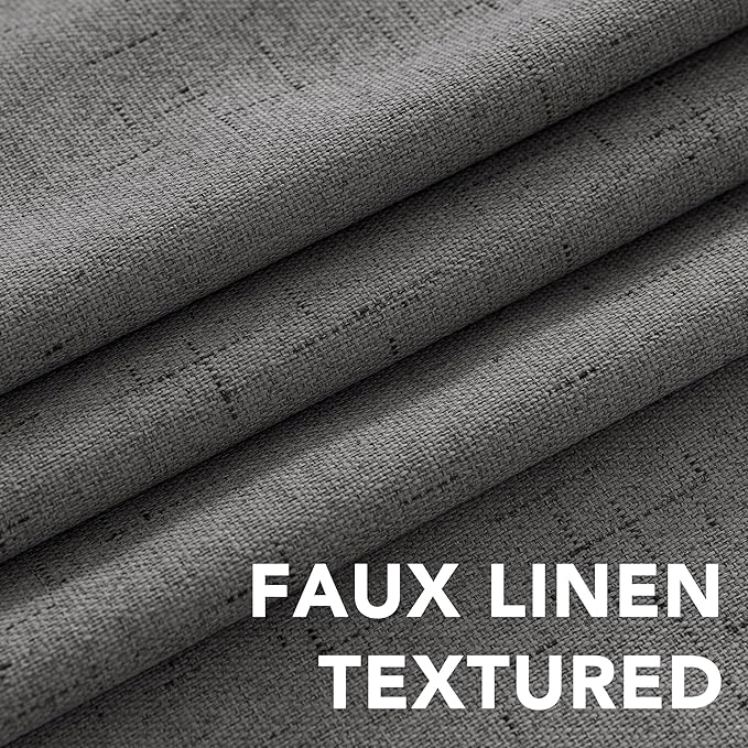 H.VERSAILTEX Primitive Linen Curtains 100% Blackout Curtain Drapes Burlap Fab...
