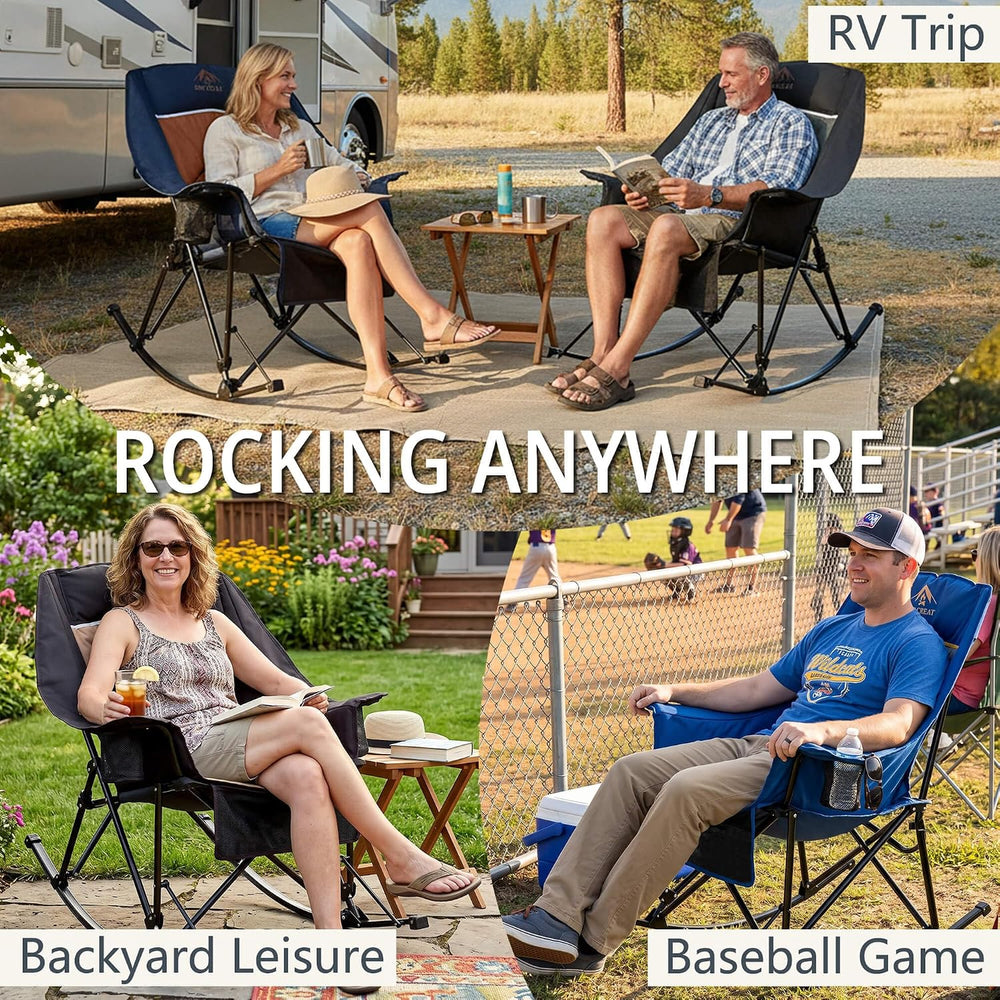400lbs Rocking Camping Chair Oversized Folding Rocker for Adults