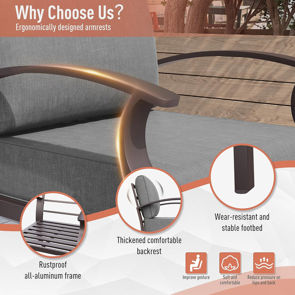 Kurapika Aluminum Patio Furniture Set 5-Seat Modern Metal Outdoor Conversatio...