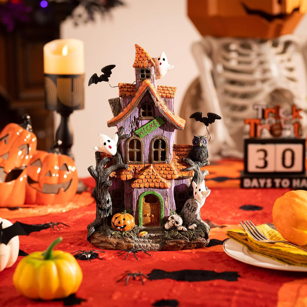 Valery Madelyn Halloween Decorations, Lighted Halloween Village Houses with L...