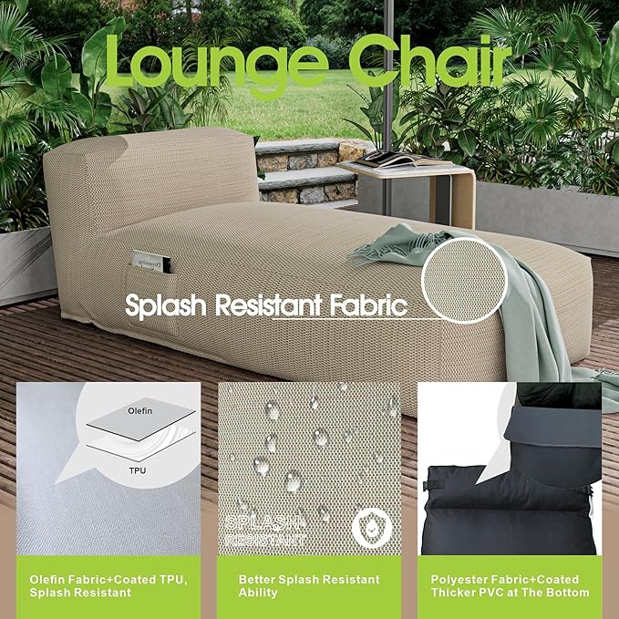 Outdoor Bean Bag Lounger Chair, Big Comfy Outdoor Daybed for Sunbathing and T...