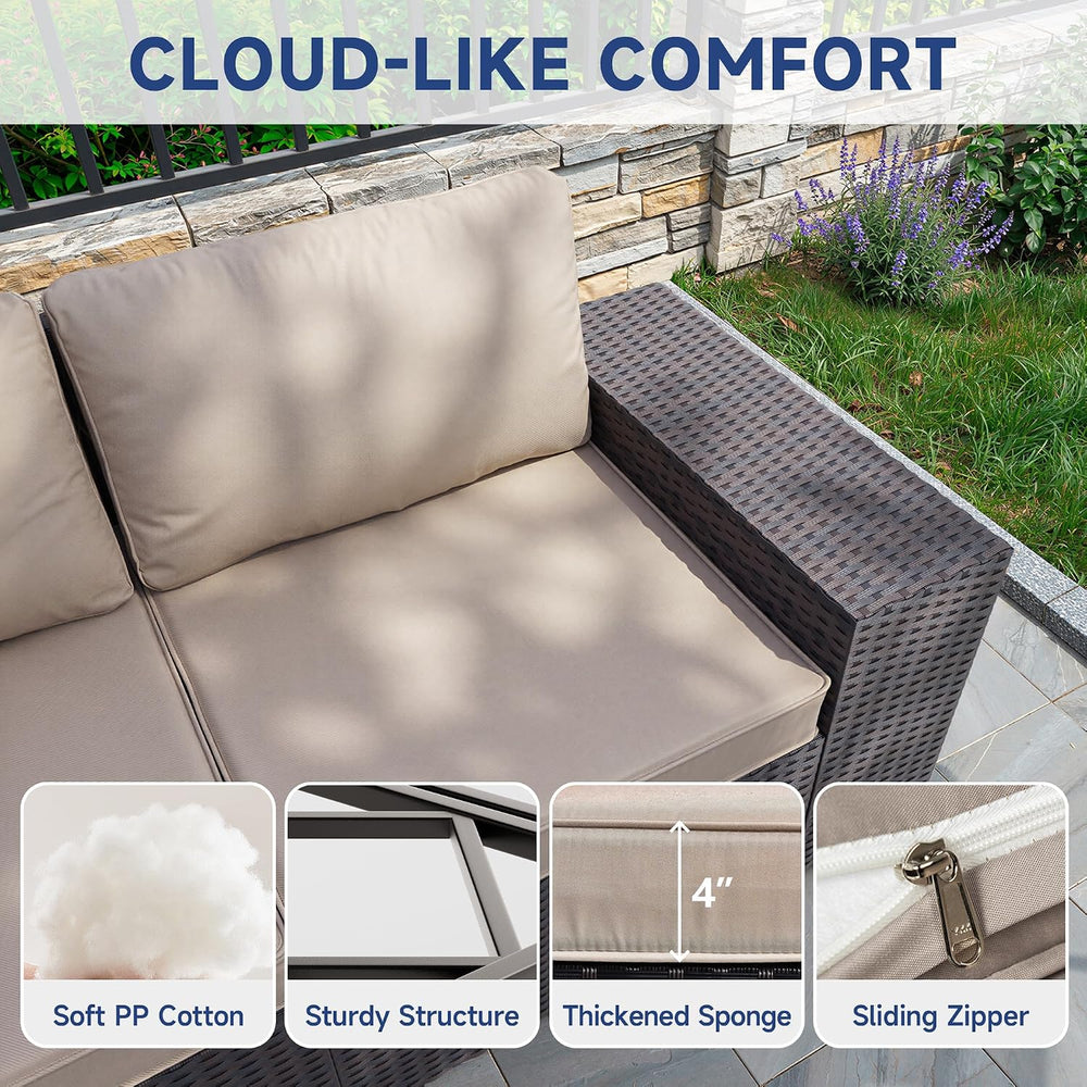 Kullavik 6PCS Outdoor Patio Furniture Set PE Wicker Rattan Sectional Sofa