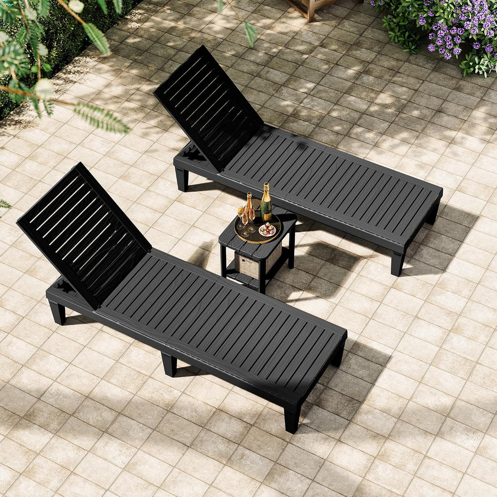 KAMABOKO Outdoor Side Table Set of 2, 2-Tier Adirondack Square Patio Table, H...