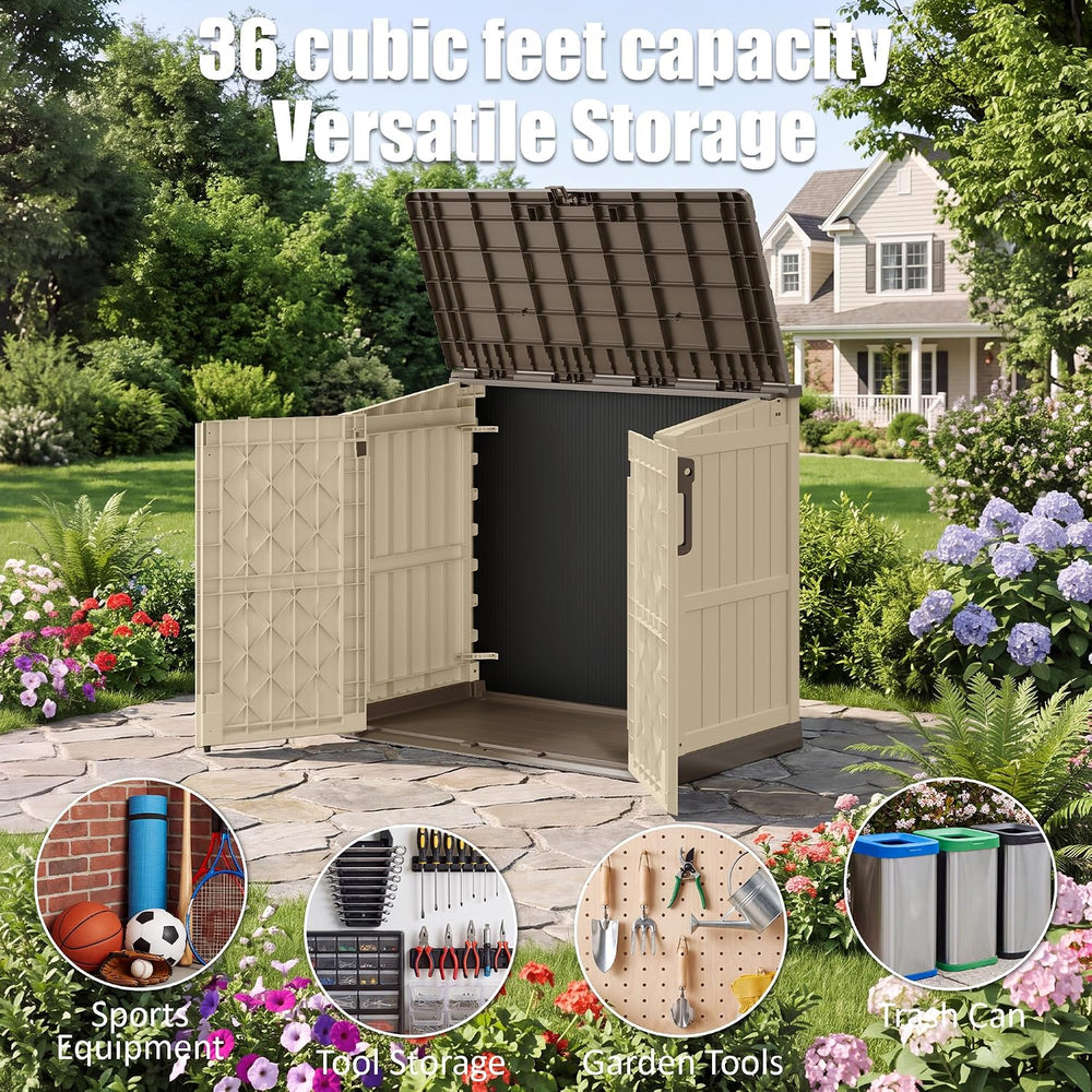 LHBcraft Waterproof Outdoor Storage Box 36 Cu Ft with Lockable Doors, Portabl...