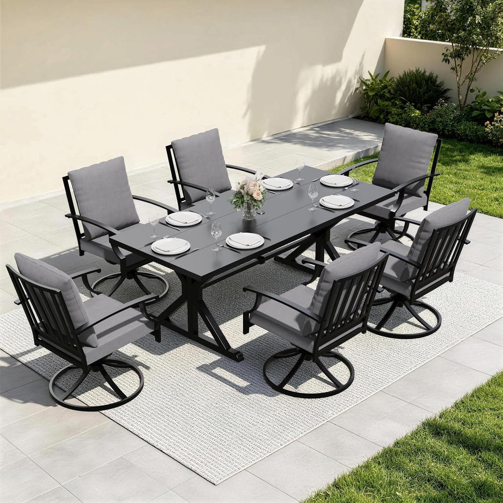 7 Pieces Outdoor Patio Dining Set,Patio Table and Chairs Metal Outdoor Patio ...