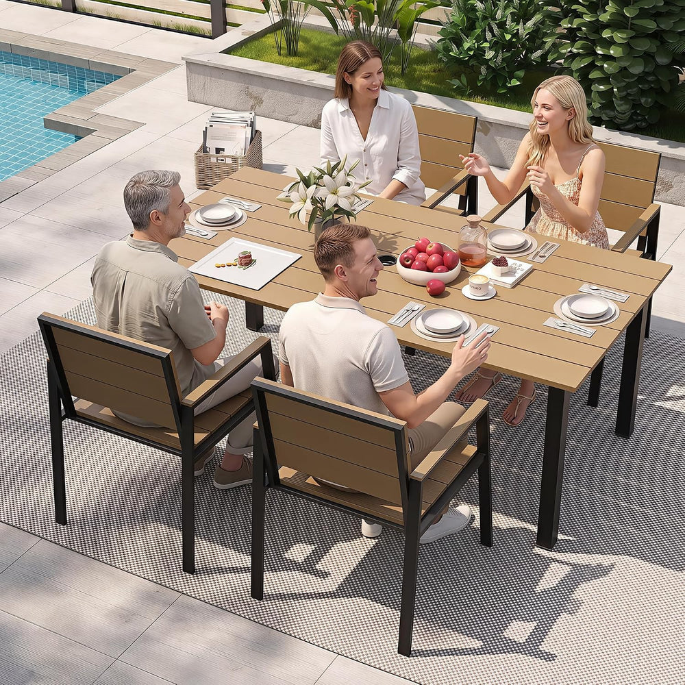 Outdoor Table and Chairs for 4 Aluminum Patio Dining Set with Umbrella Hole