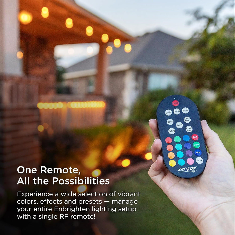 Enbrighten Vintage Outdoor String Lights, 48ft, 24 Bulbs, Remote Control