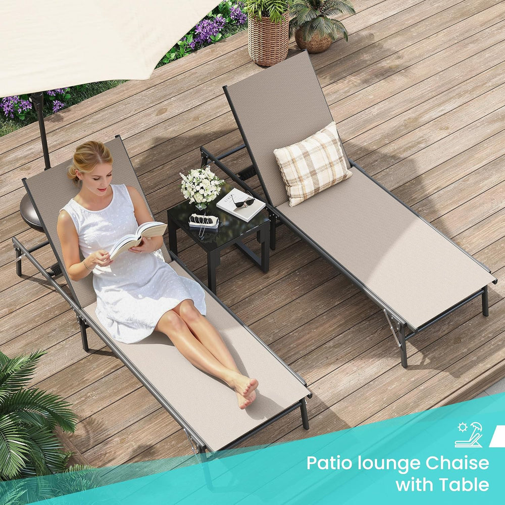 Amopatio Outdoor Lounge Chairs Poolside Chaise Lounge for Patio Set of 2 | wi...
