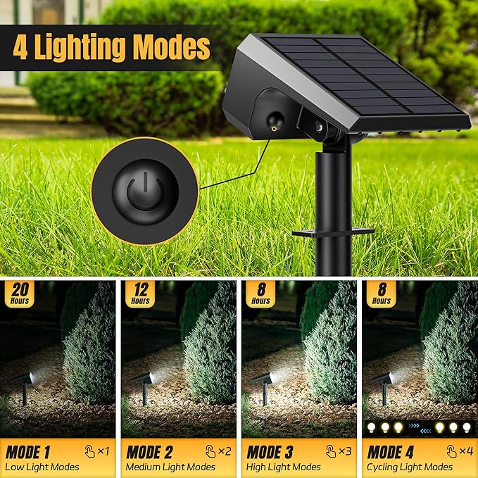 Solar Spot Lights Outdoor, [4 pack/118 LED] 4 Modes Auto On/Off Solar Landsca...