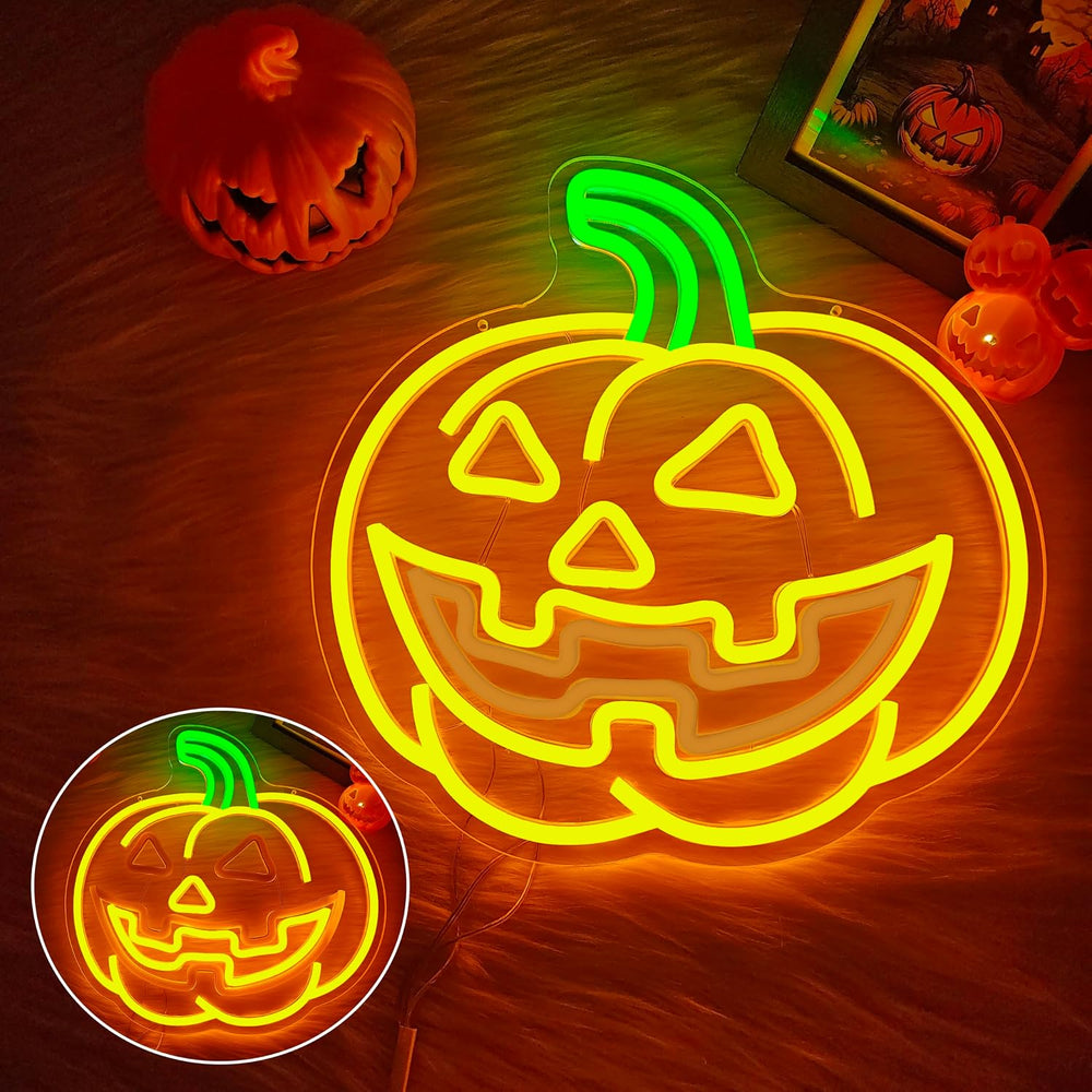 Flashing Jack-O'-Lantern Neon Sign Halloween Animated Pumpkin Led
