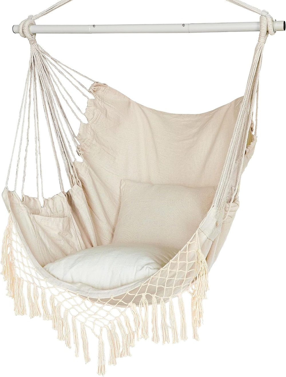 Hammock Chair, Hanging Rope Swing Seat with 2 Cushions,Macrame Hanging Chair ...