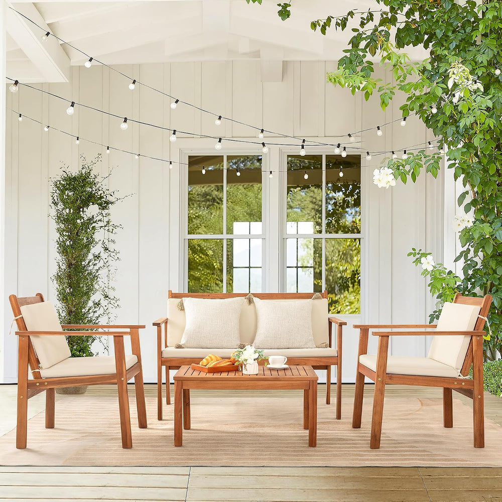 Greesum 4 Piece Bistro Patio Furniture Outdoor Chat Chair Set with Water Resi...