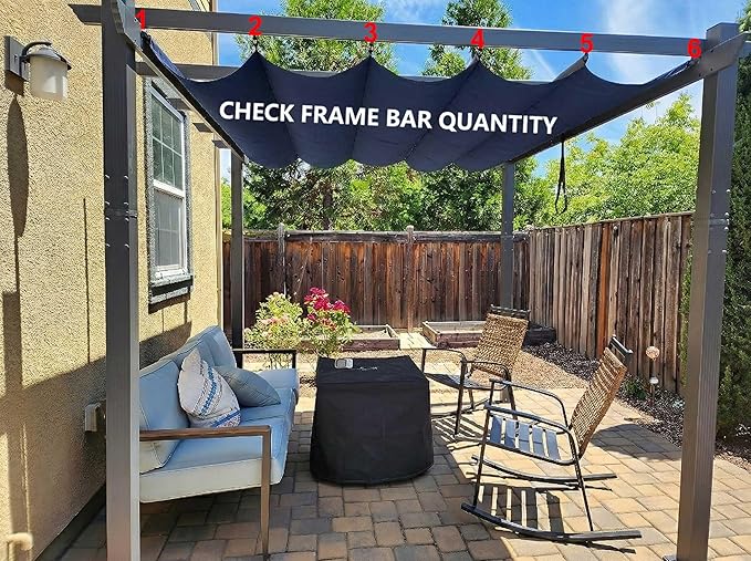 Pergola Shade Cover Replacement Canopy Top Compatible with 10 X 10 ft 6-Bar P...