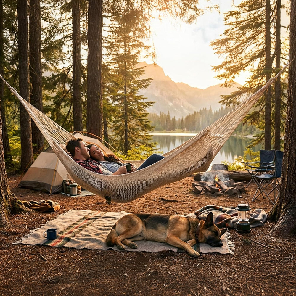 Sunnydaze Mayan XXL Double Heavy-Duty Hammock for Outside, Natural
