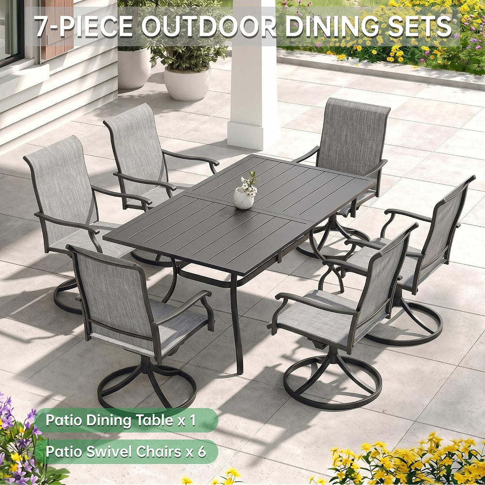 7-Piece Outdoor Furniture Set, Patio Table and Chairs Set, Gray