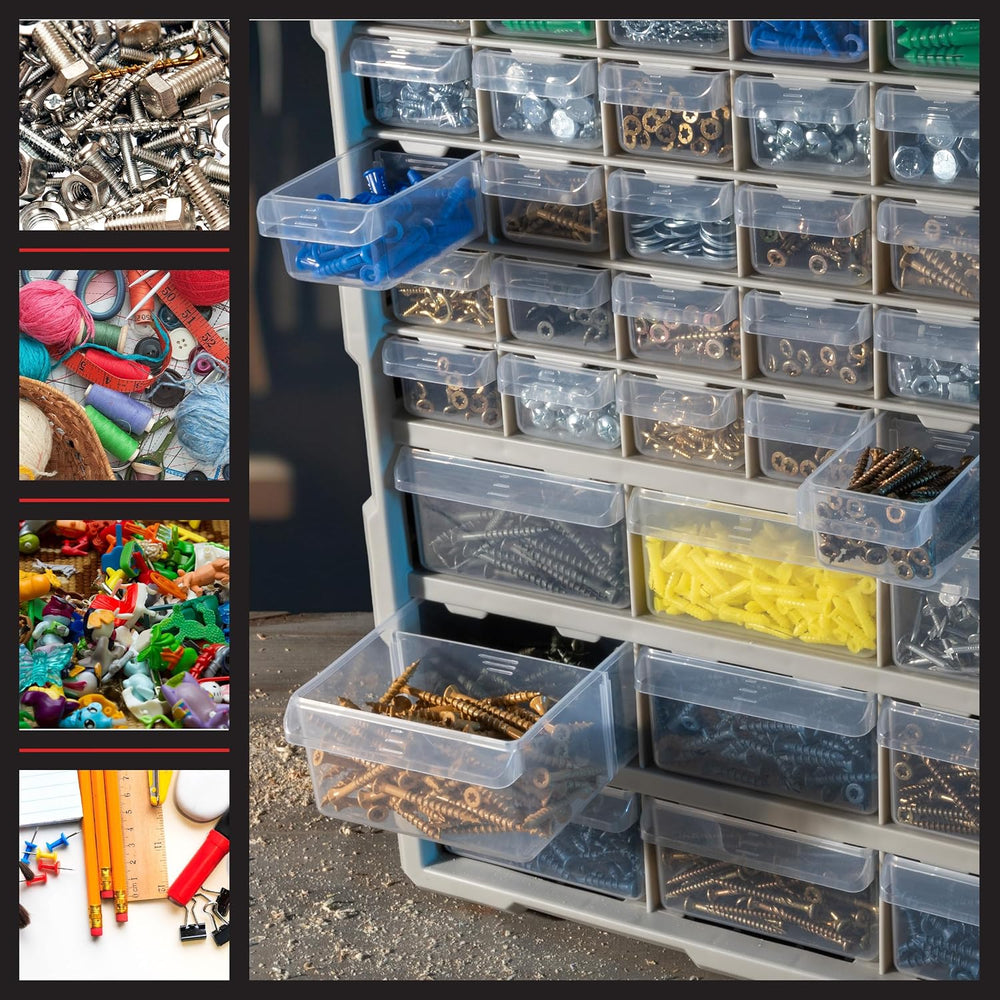 Stalwart 39-Drawer Plastic Small Parts Organizer, Black