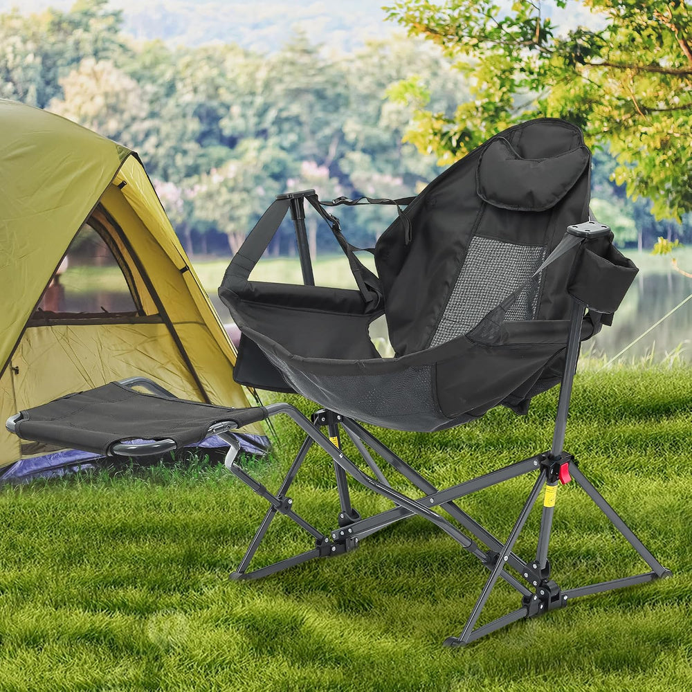 Ainfox Hammock Camping Chair with Footrest, Foldable Portable Rocking Chairs ...