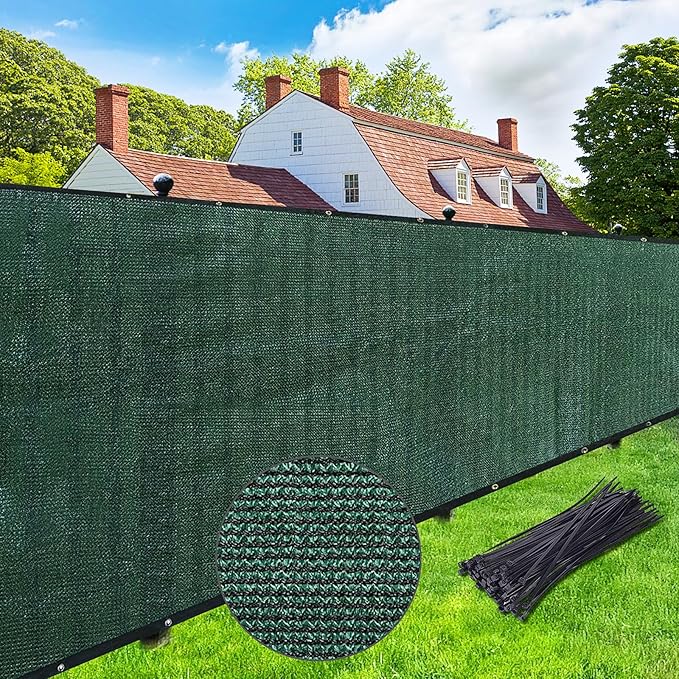 UPGRADE Privacy Screen Fence 6' x 50' Commercial Shade Cover with Bra...