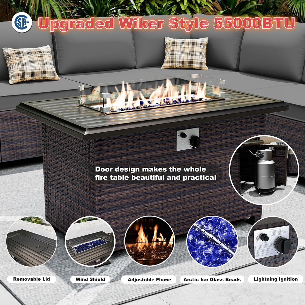 10 Pieces Patio Furniture Set with 2 Swivel Chairs Patio Furniture Outdoor Se...