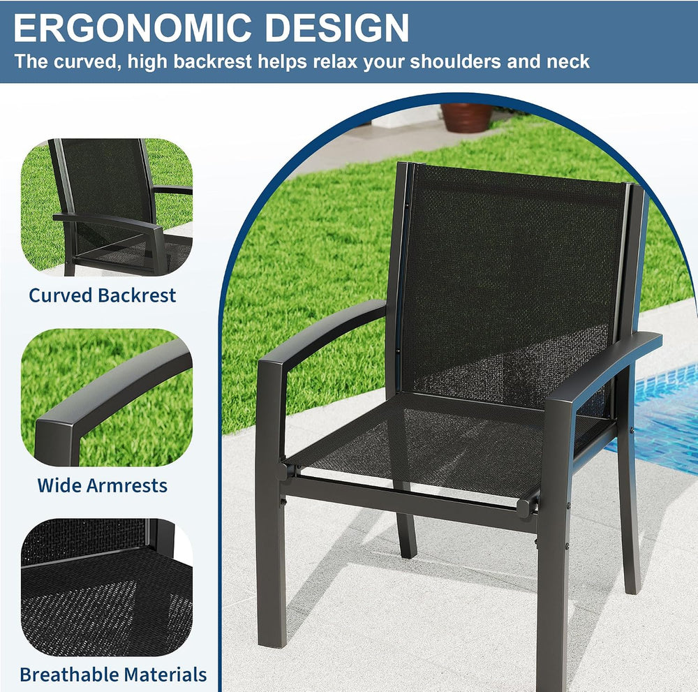 Garvee 4 Piece Patio Bistro Furniture Set, Outdoor Conversation Set with 3 Ch...