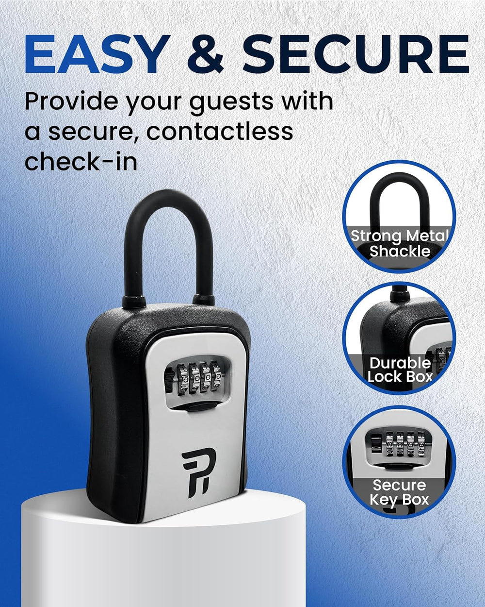 Key Lock Box for Outside – Large Outdoor Lockbox for Keys with Code, 4-Digit ...