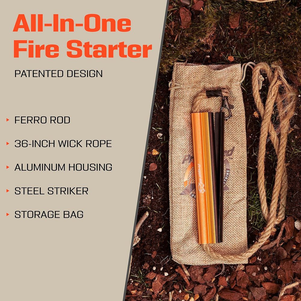 PREPARED4X Fire Starter Survival Tool, Ferro Rod Flint and Steel Kit