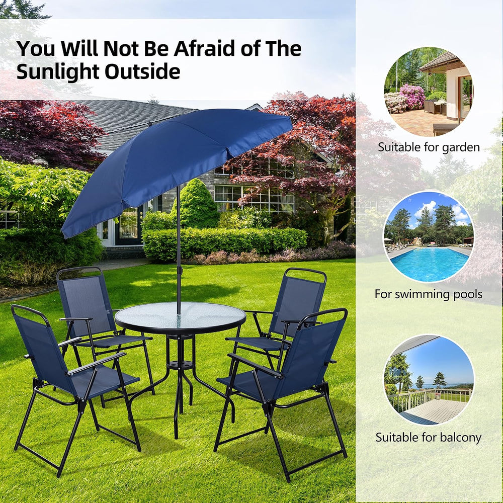 Vongrasig 6 Pieces Folding Patio Dining Set, All Weather Small Metal Outdoor ...