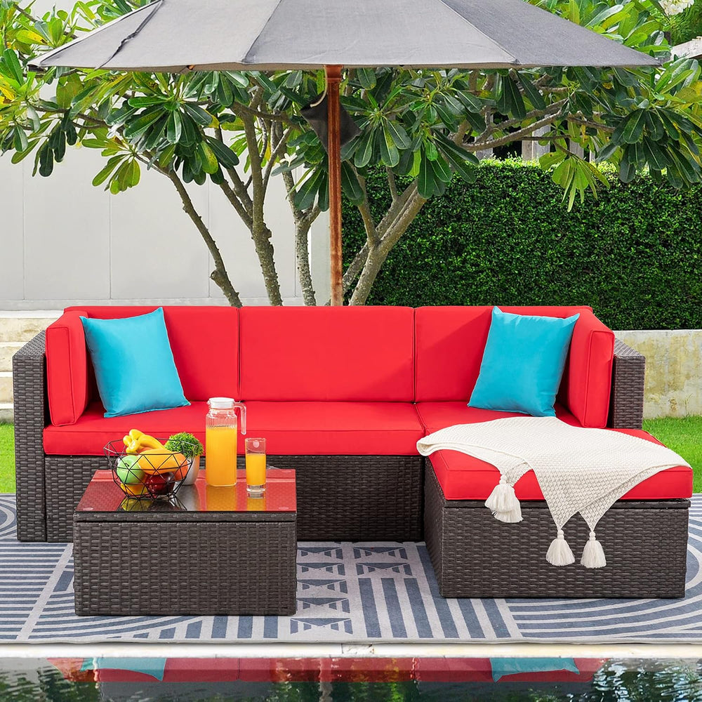 Shintenchi 5 Pieces Patio Furniture Sets Outdoor All-Weather Sectional Patio ...