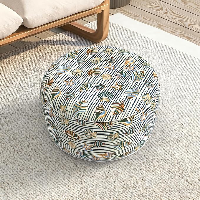 LVTXIII Indoor/Outdoor Extra Large Inflatable Ottoman Pouf D31 x H14 Inch, Ro...