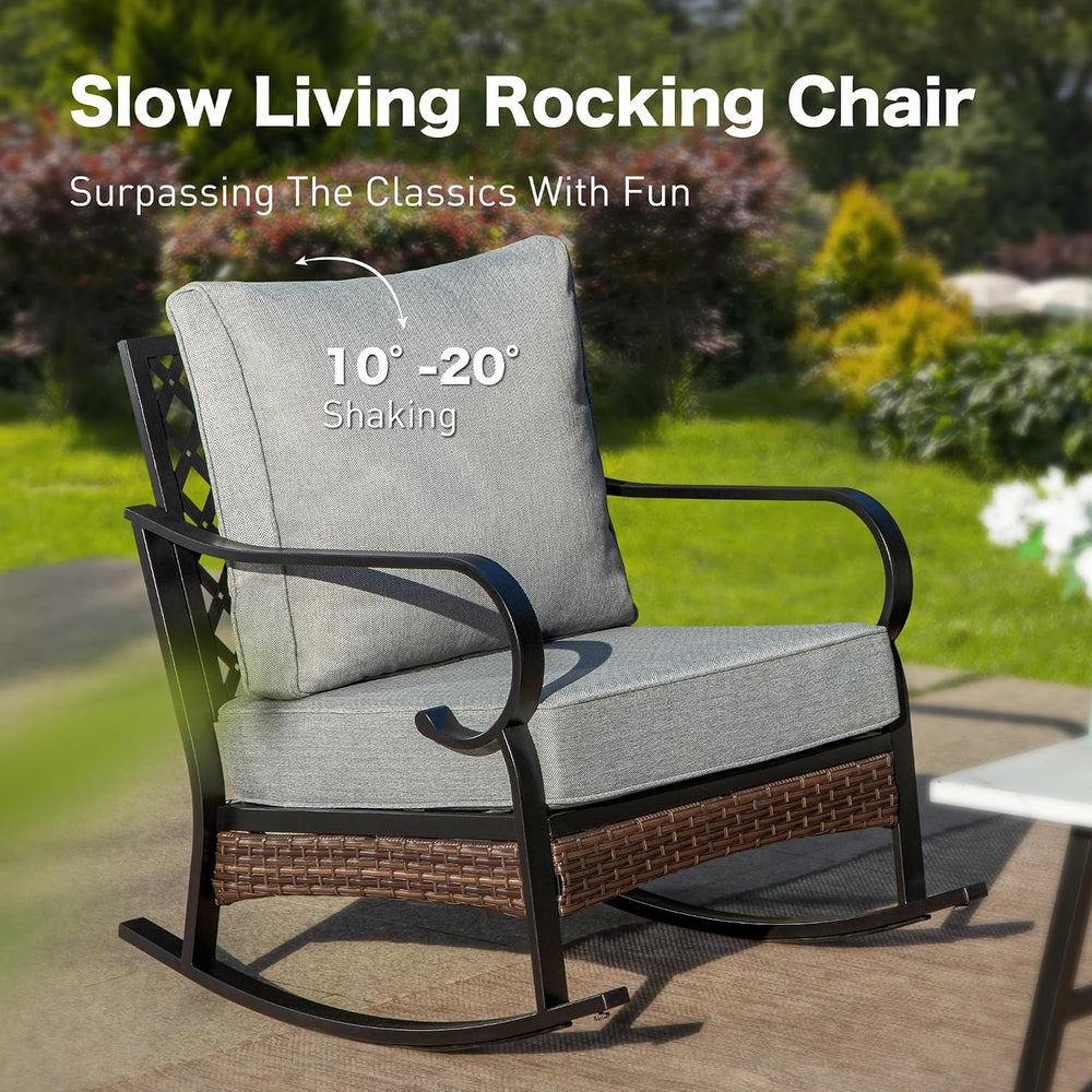 Metal Patio Furniture Set, 4 Seats, E-Coated Frame, Grey