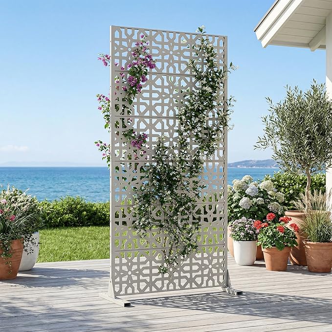 Casaphoria Metal Privacy Screen Outdoor, 72" H x 35" W Freestanding...
