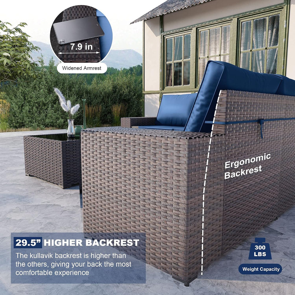 Kullavik 12 Piece Patio Furniture Set, Outdoor Wicker Sectional Sofa