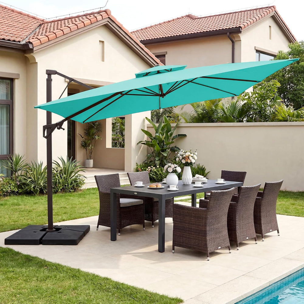 JEAREY 10x10 ft 2-Tier Cantilever Patio Umbrella, Outdoor Offset Umbrella