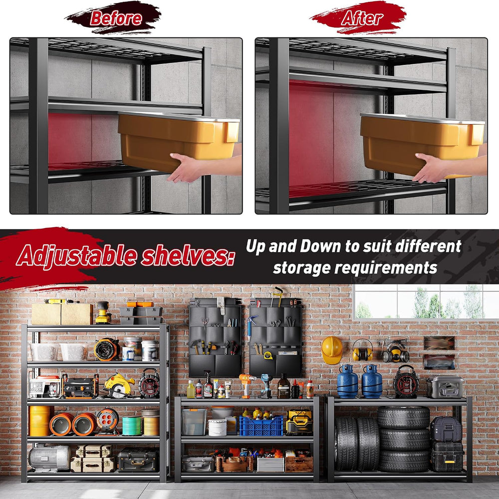 REIBII Storage Shelves,Heavy Duty Garage Shelving with Tool Bag For DIYers